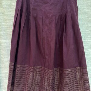 Vintage 90s Maroon and Gold Midi Skirt Burgandy Midi Skirt Festival Skirt